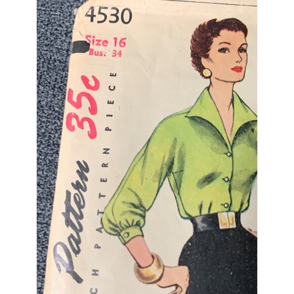 Simplicity Vintage Sewing Pattern 4530 Misses Blouse Size 16 Bust 34 - Picture 2 of 4